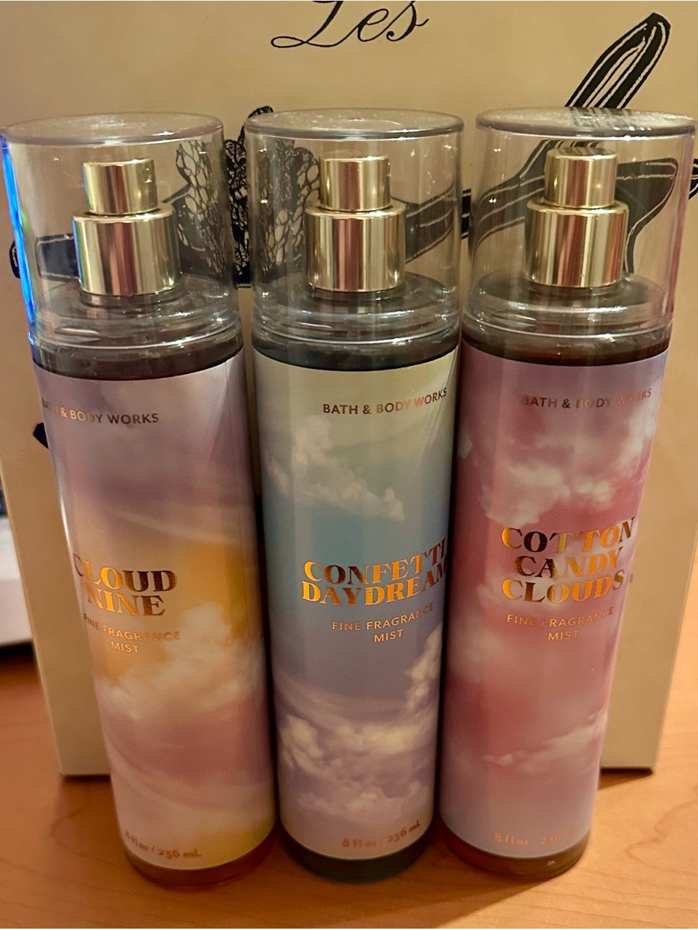 Bath & Body Works Trio-Cloud Nine, Confetti Daydream, Cotton Candy Clouds Mists